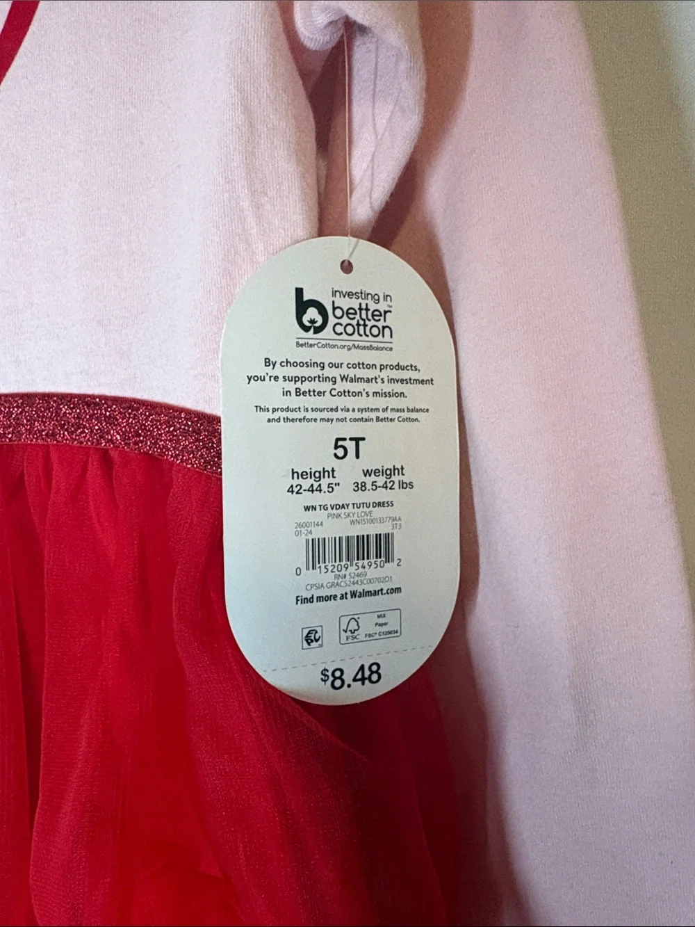 wonder nation Pink and Red 'Love' Heart Tulle Dress-5T